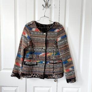 Berek Tapestry Blazer Southwestern & Cheetah Print‎ Approx Small (6-8)